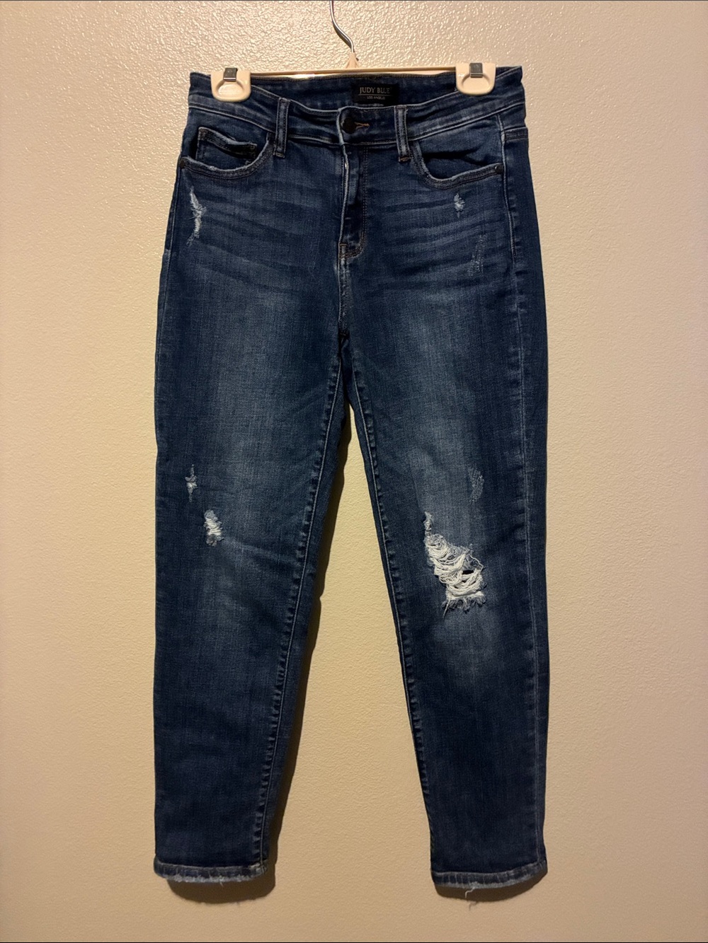 Judy Blue Dark Blue Distressed Boyfriend Jeans